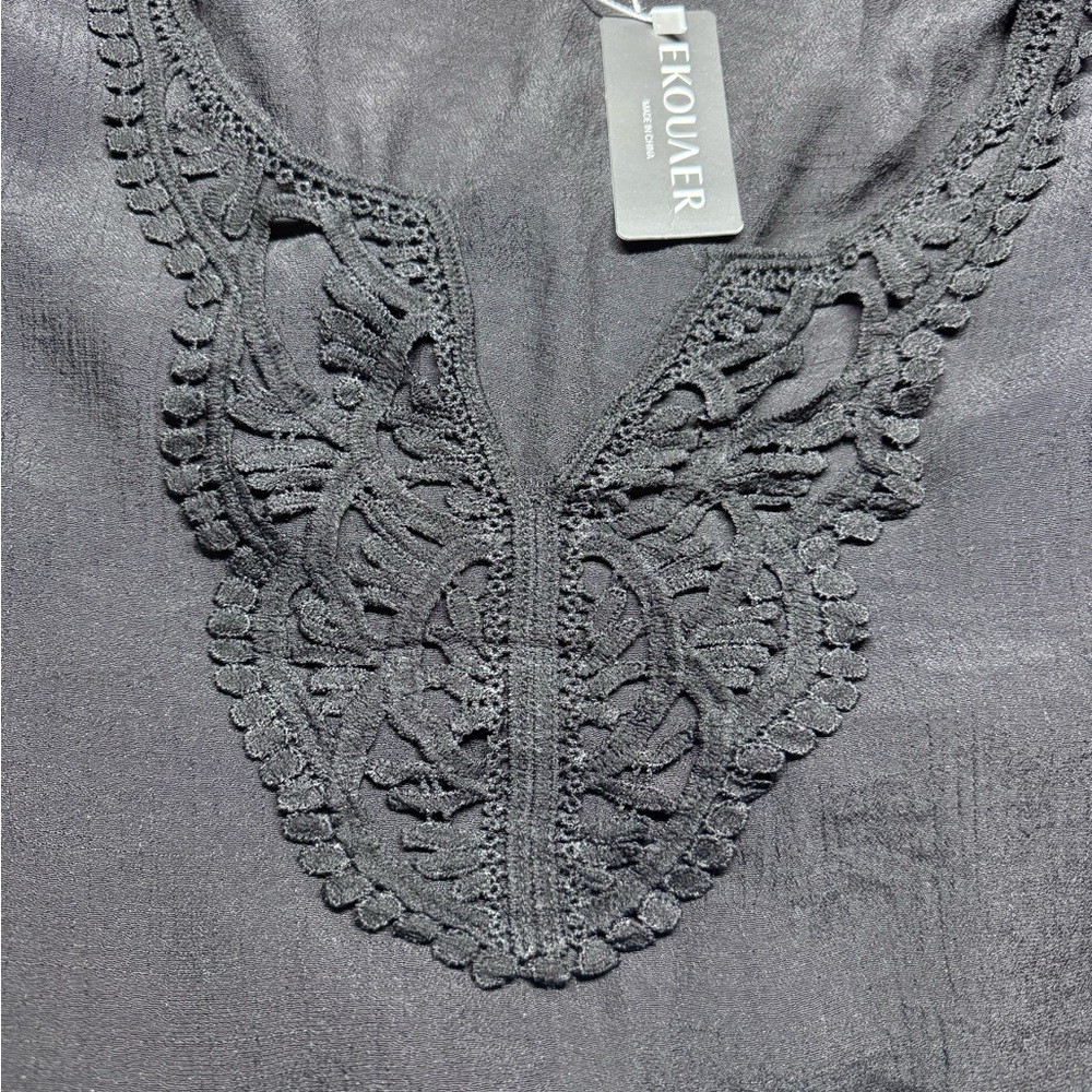 EKOUAER Black Lace Detail Top